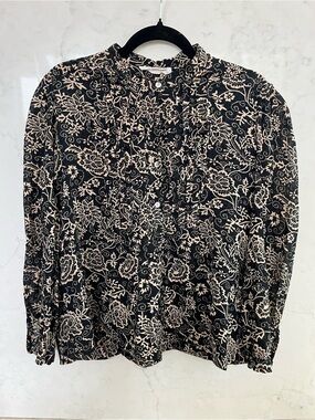 Isabel Marant Étoile Black and Cream Floral Button-Up Top